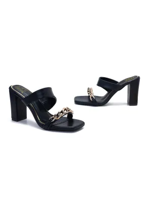 Chain Goddess Heels - Black