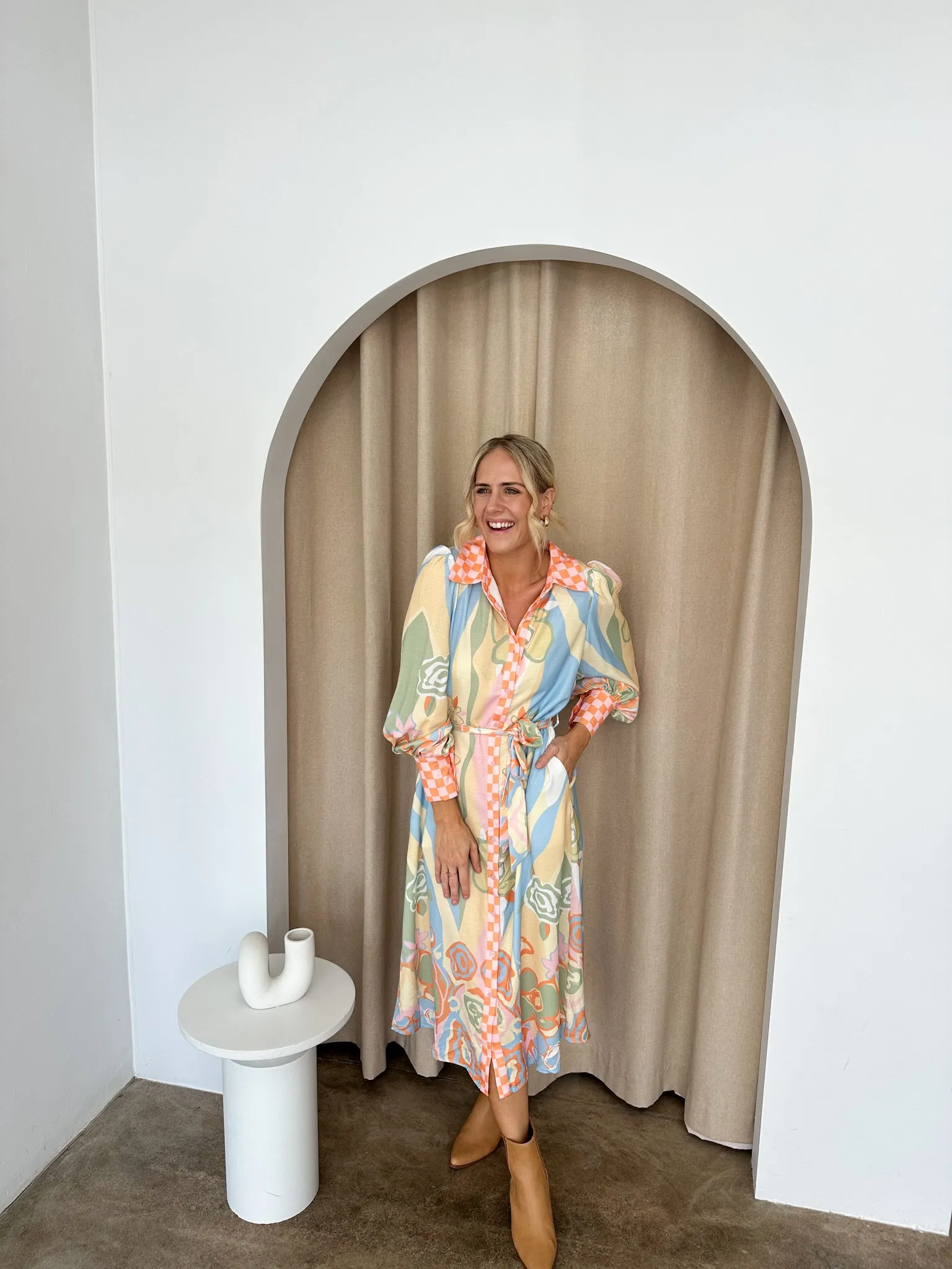 Charity Dress -Yellow printed