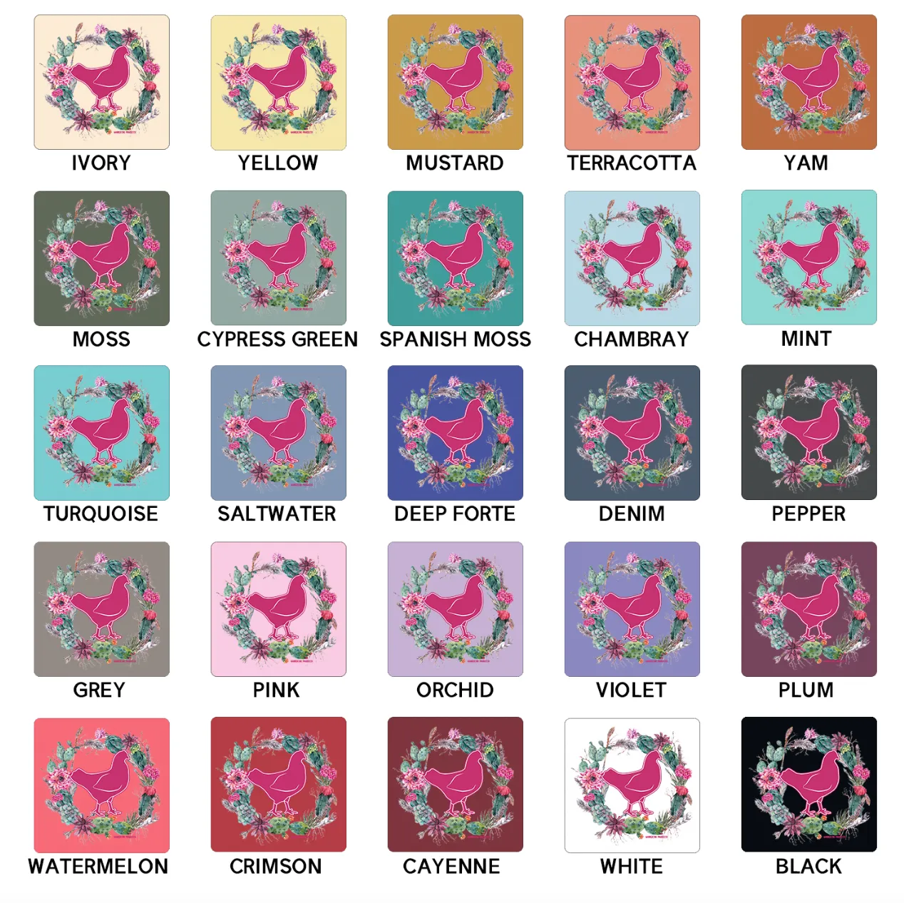 Chicken Cactus Wreath ComfortWash/ComfortColor T-Shirt (S-4XL) - Multiple Colors!