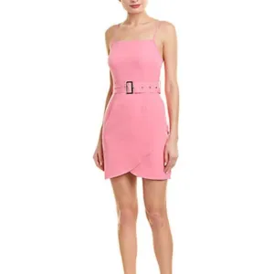 City Sleek Pink Belted Mini Dress