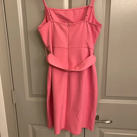 City Sleek Pink Belted Mini Dress