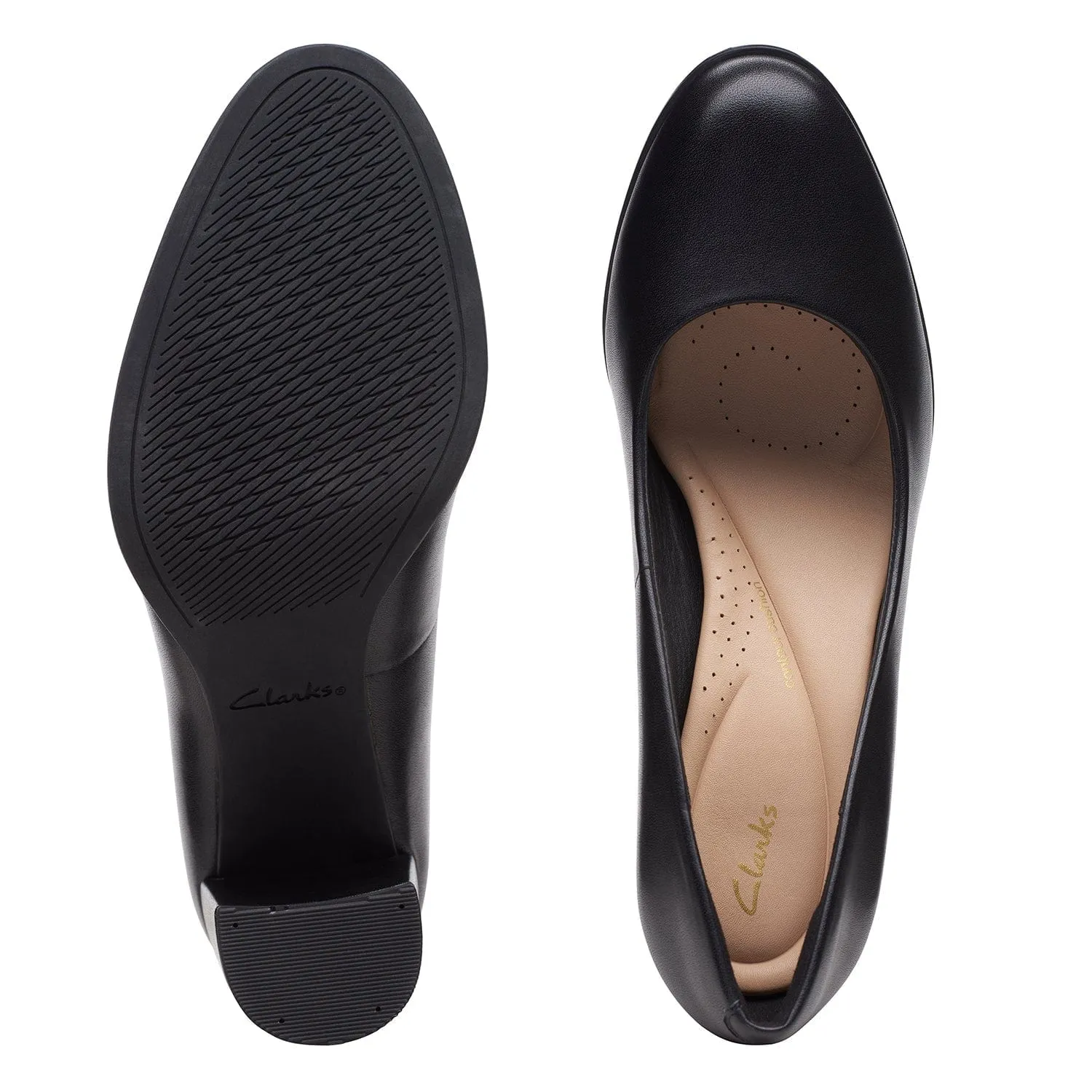 Clarks Freva85 Court Bk Leather - Bk Leather - 261709685 - E (Wide)