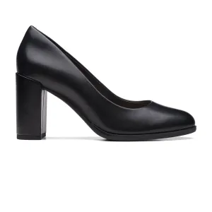 Clarks Freva85 Court Bk Leather - Bk Leather - 261709685 - E (Wide)