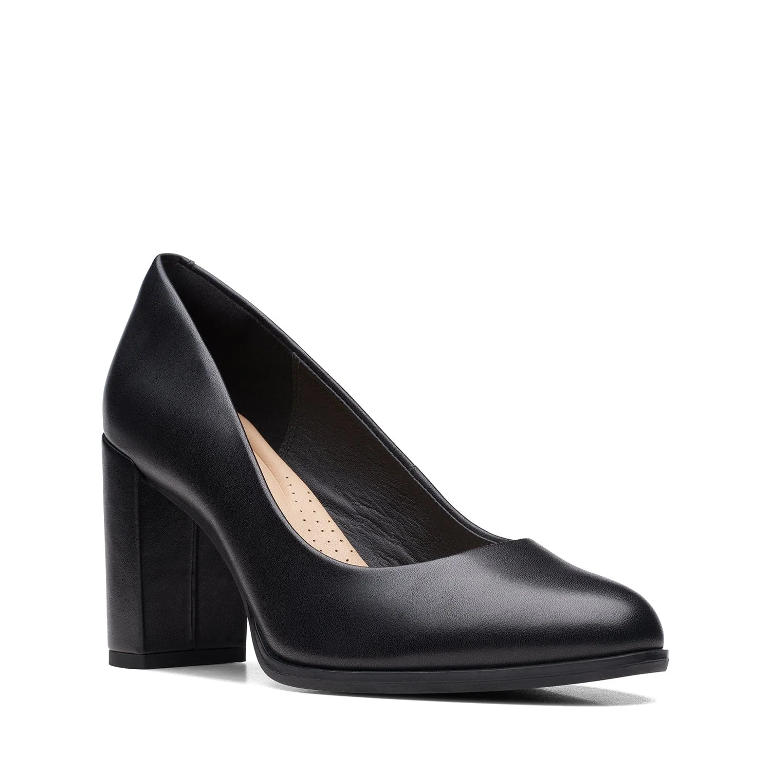 Clarks Freva85 Court Bk Leather - Bk Leather - 261709685 - E (Wide)