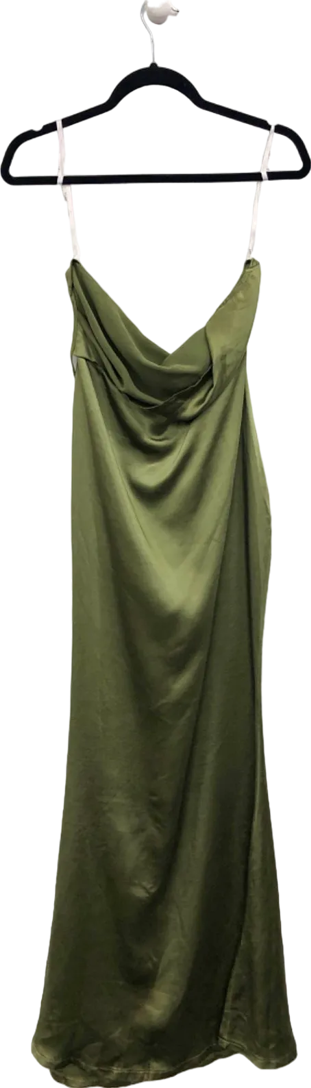 Club L London Olive Green Satin Dress UK 6