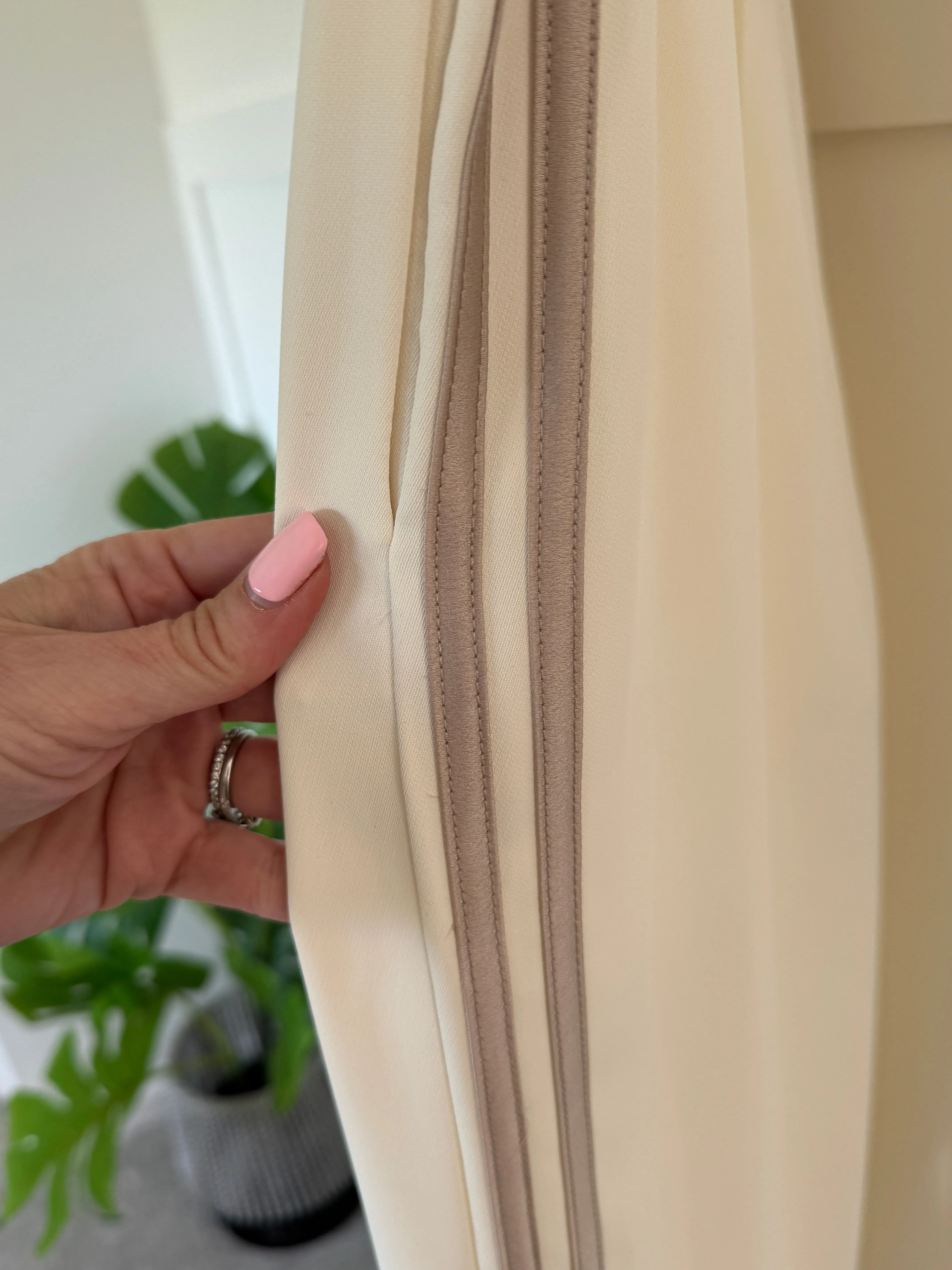 Cream/Mocha Stripe Wide Leg Trousers