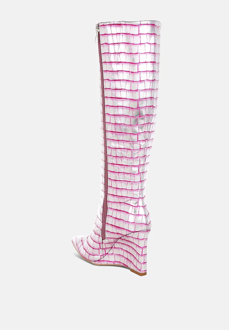 Croco Metallic Long Boots by RUW