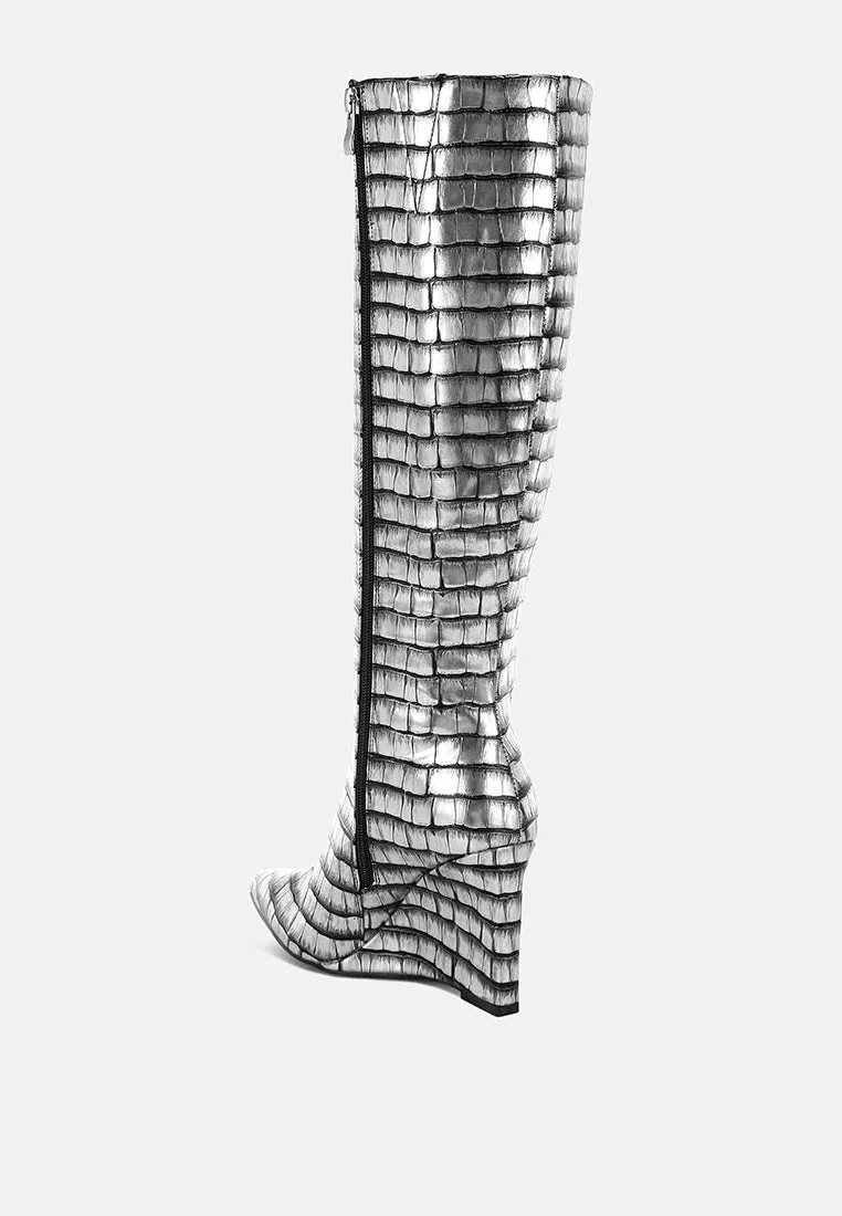 Croco Metallic Long Boots by RUW