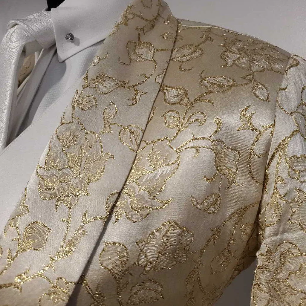Custom Gold and Cream Brocade Daycoat