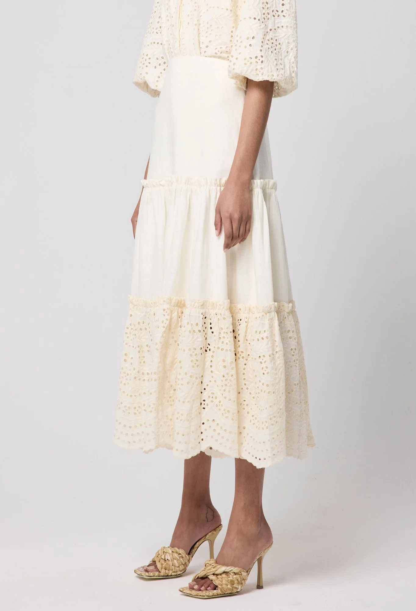 Devi Tiered Skirt Buttermilk
