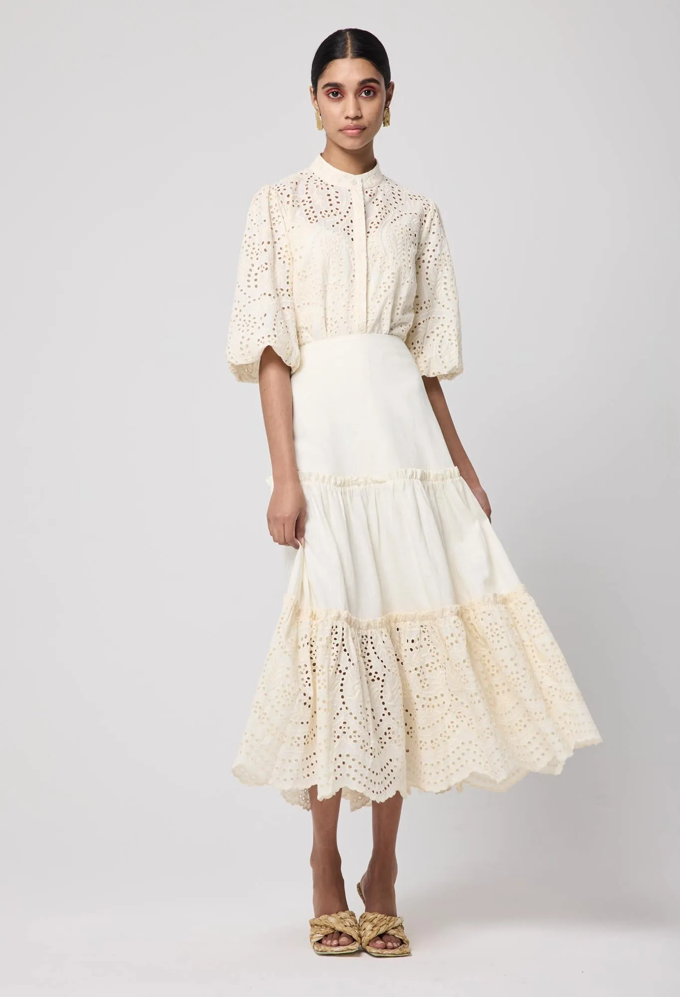Devi Tiered Skirt Buttermilk