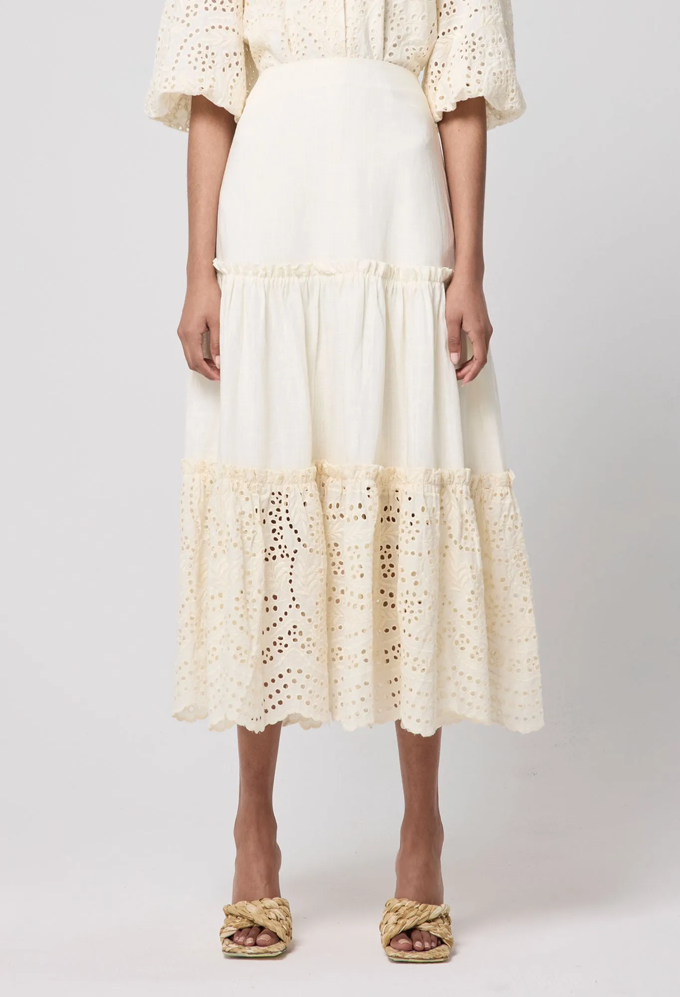 Devi Tiered Skirt Buttermilk