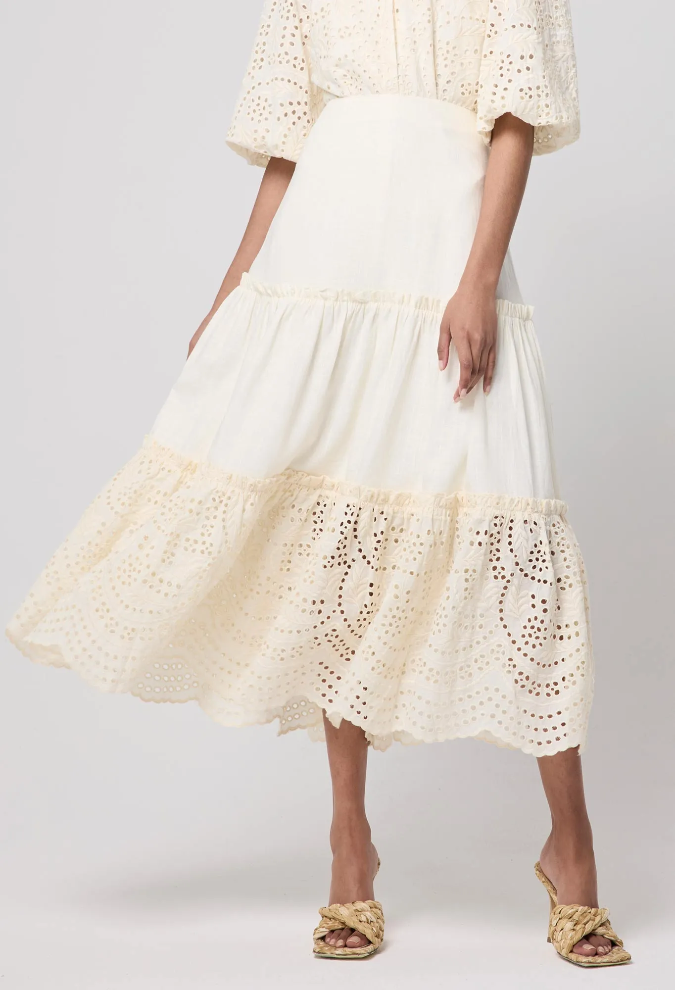 Devi Tiered Skirt Buttermilk