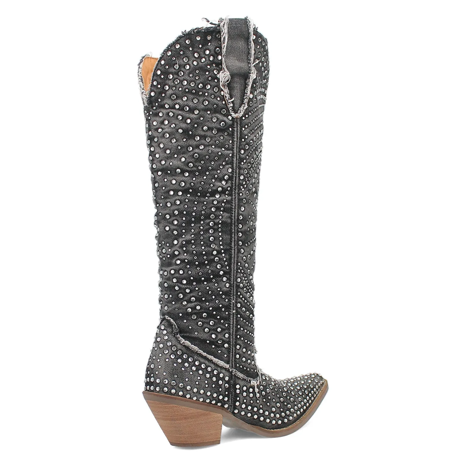 Dingo Womens Honkytonk Honey Black Denim Cowboy Boots 8.5 M
