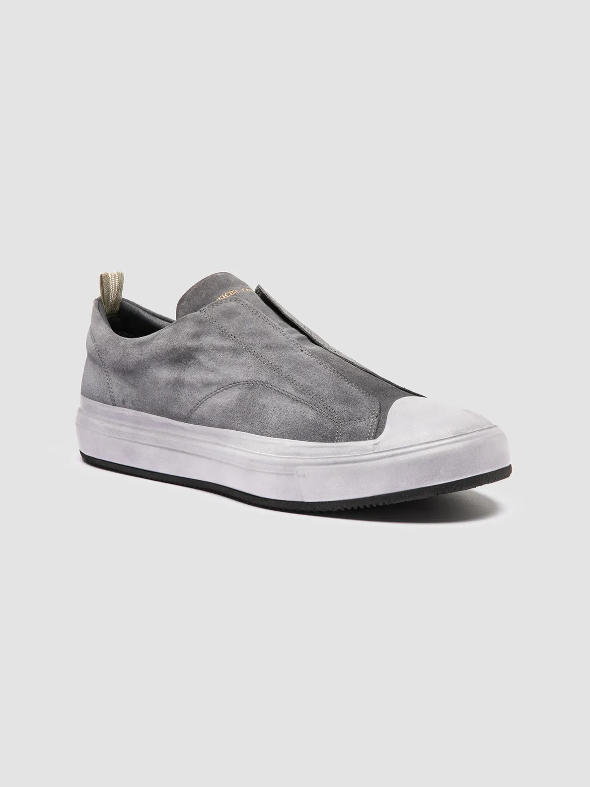 DUB 001 - Grey Leather and Suede Slip On Sneakers