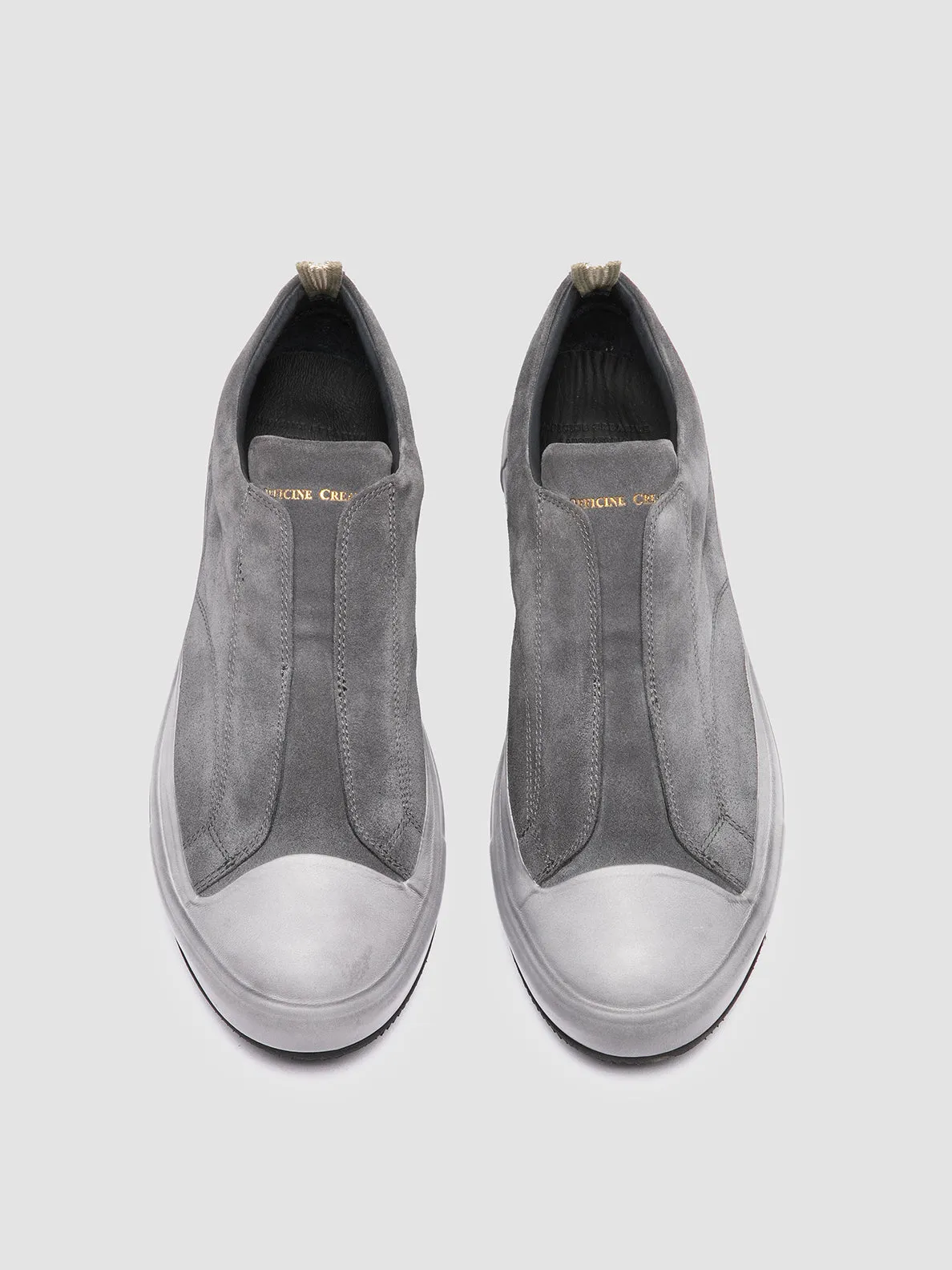 DUB 001 - Grey Leather and Suede Slip On Sneakers