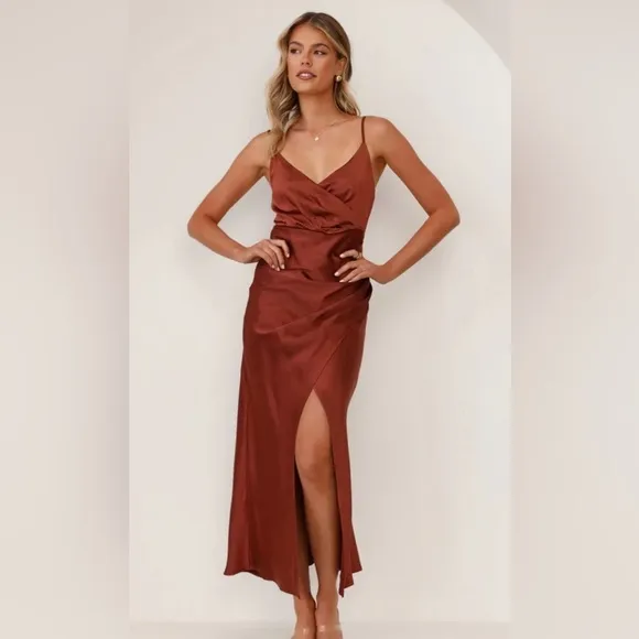 Elsa Midi Dress - Rust AU 14/ US 10