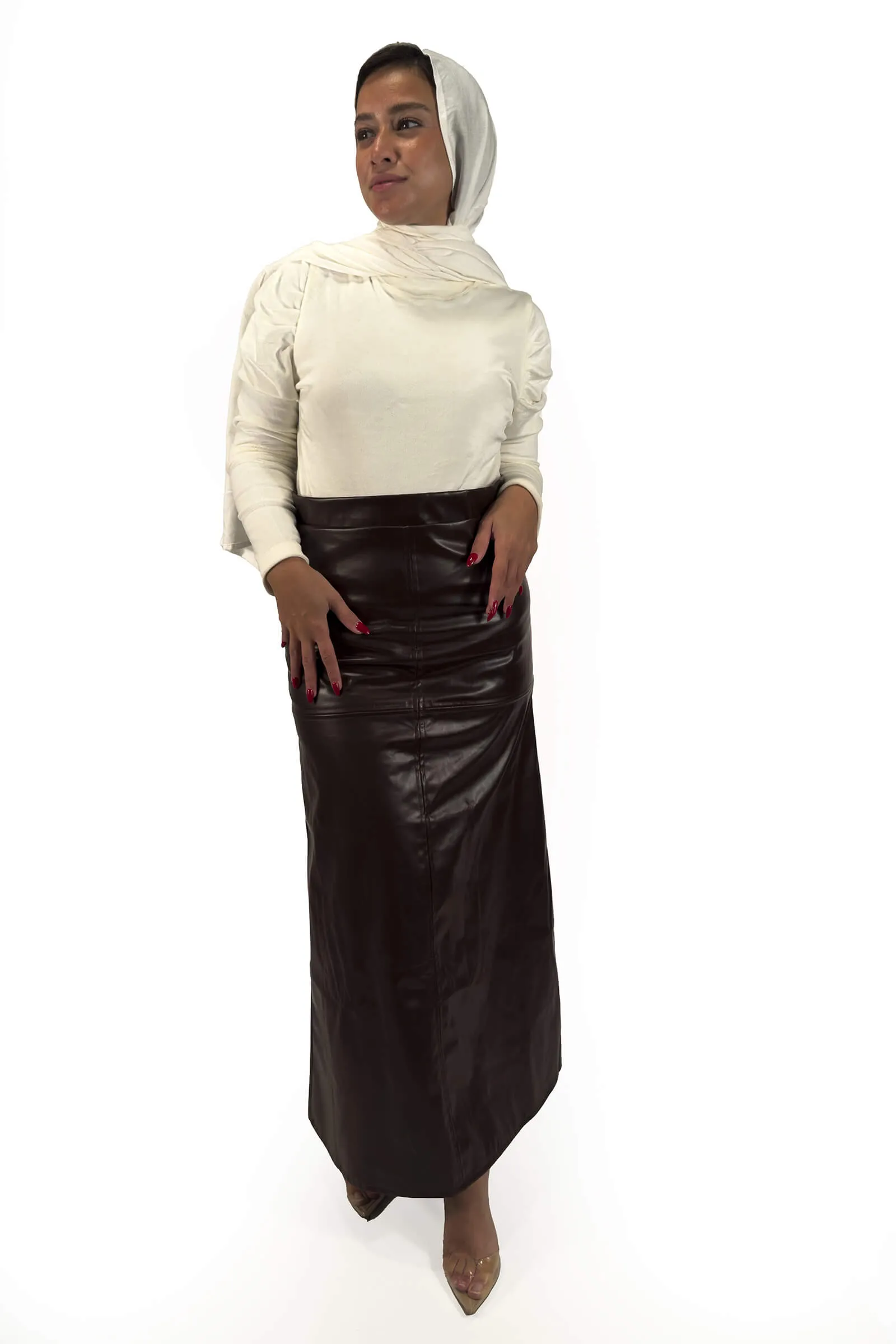 Espresso Bella Sleek Leather Maxi Skirt