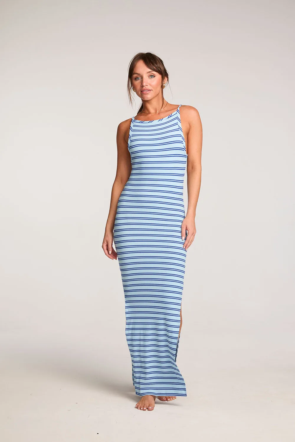 Evelyn Amalfi Blue Stripe Midi Dress