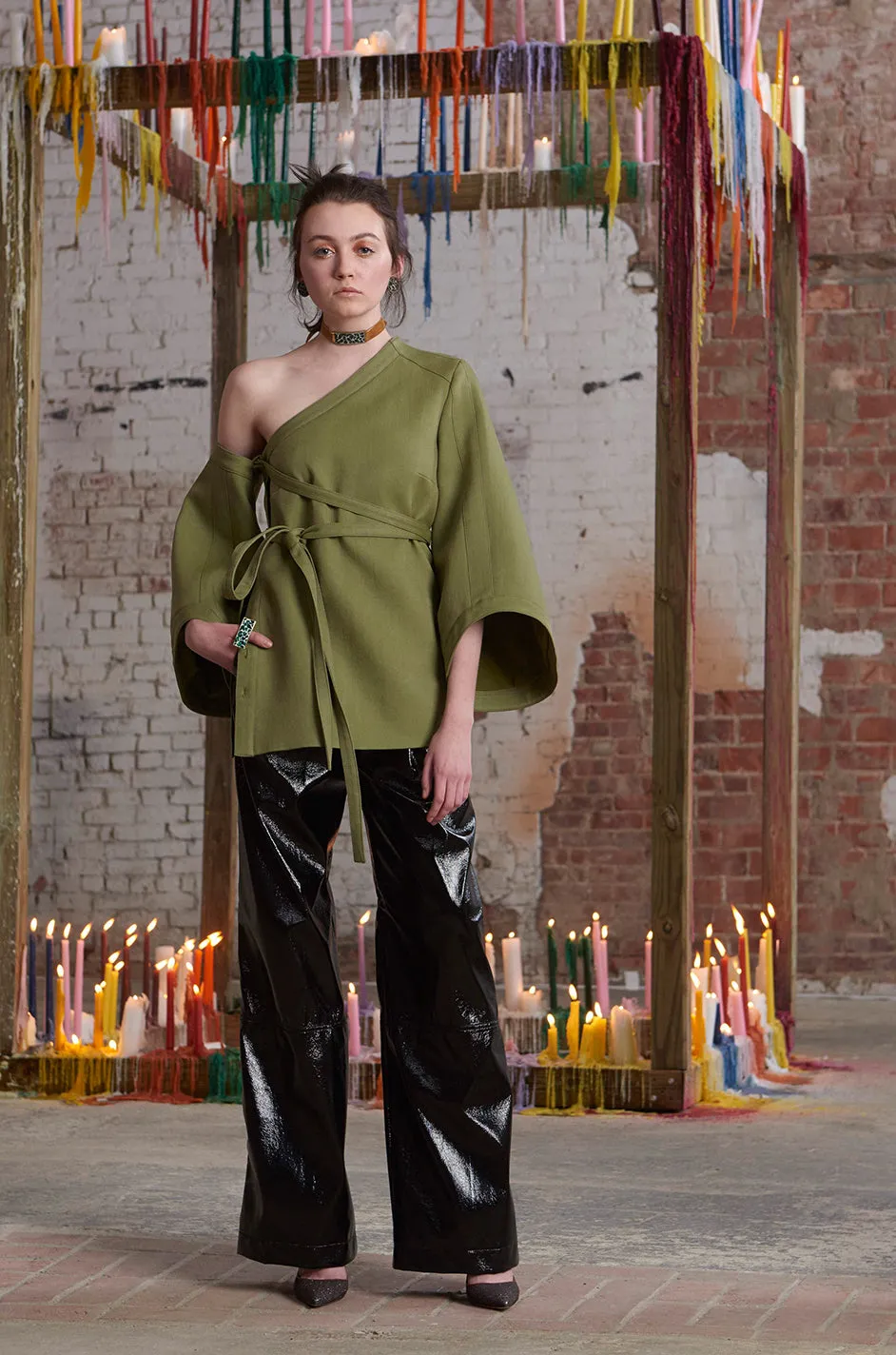 Fall 2016 Rosie Assoulin Convertible to One Shoulder w Removeable Sleeve Top