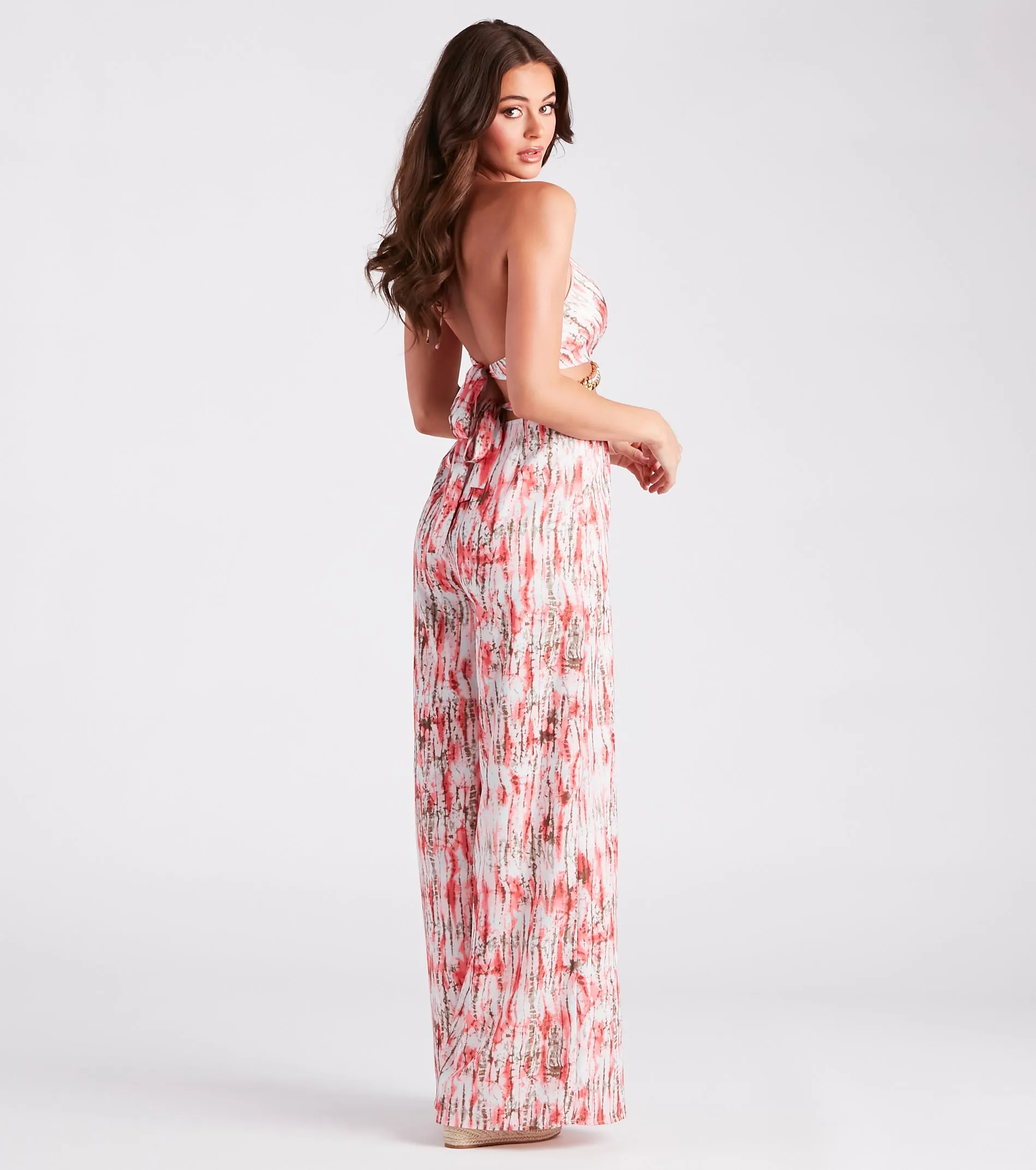 Feelin' Artsy Abstract Print Cutout Jumpsuit