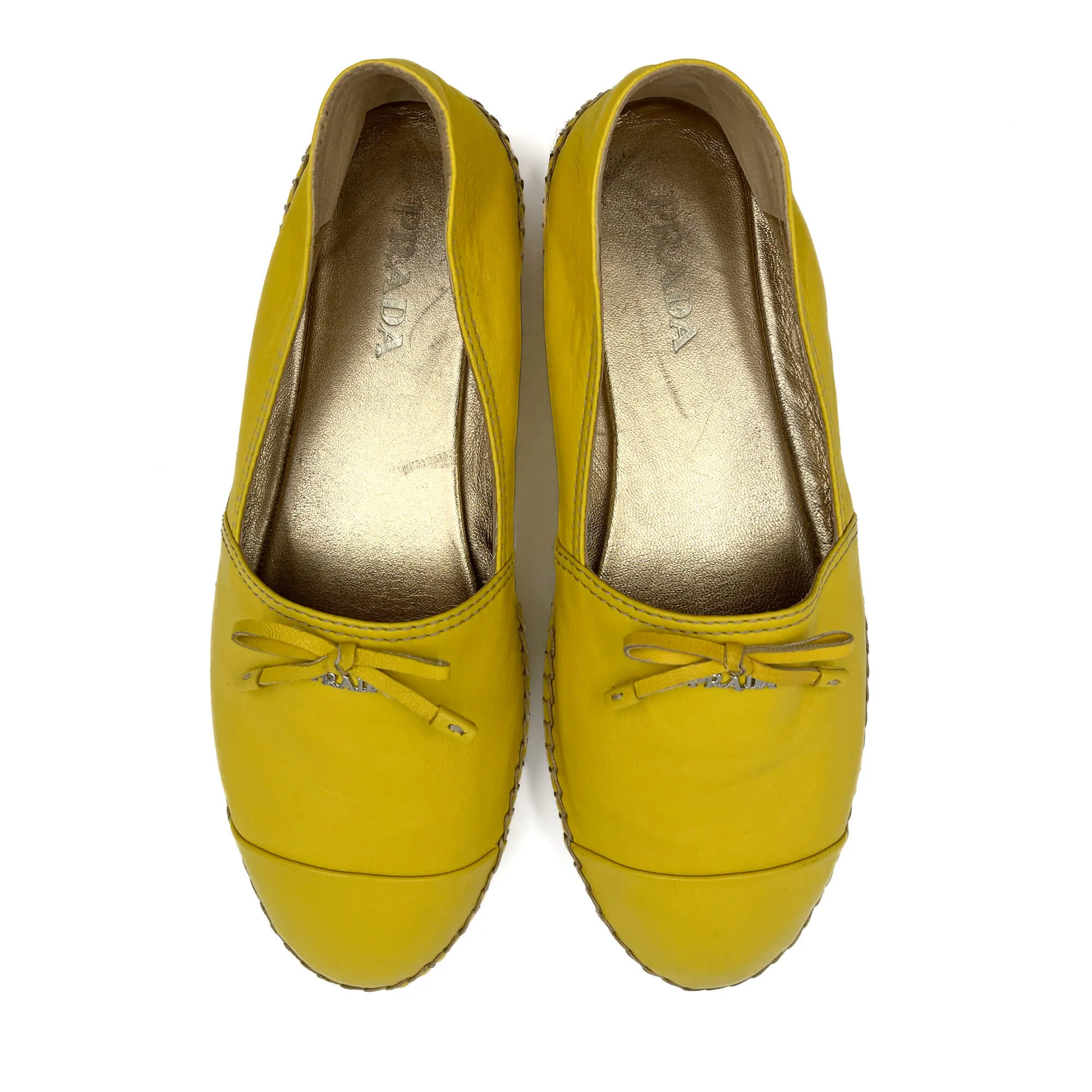 Flat Espadrille Leather 38.5 Yellow