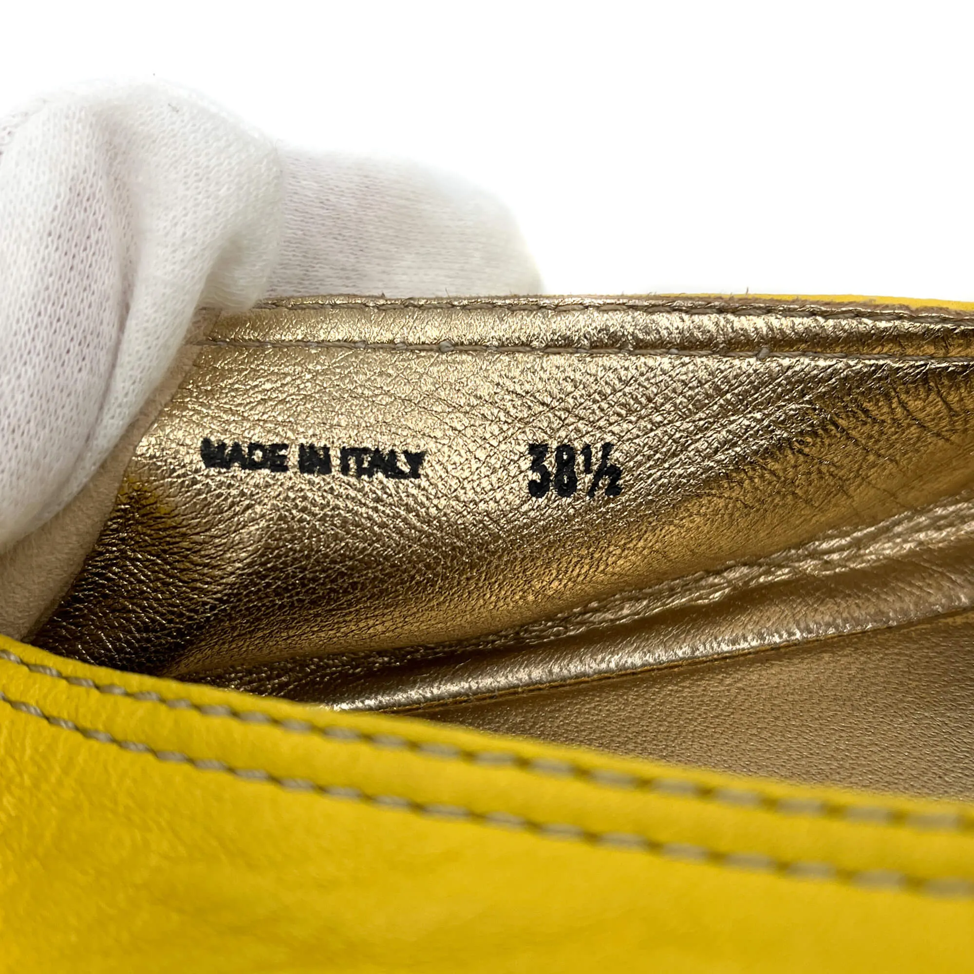 Flat Espadrille Leather 38.5 Yellow