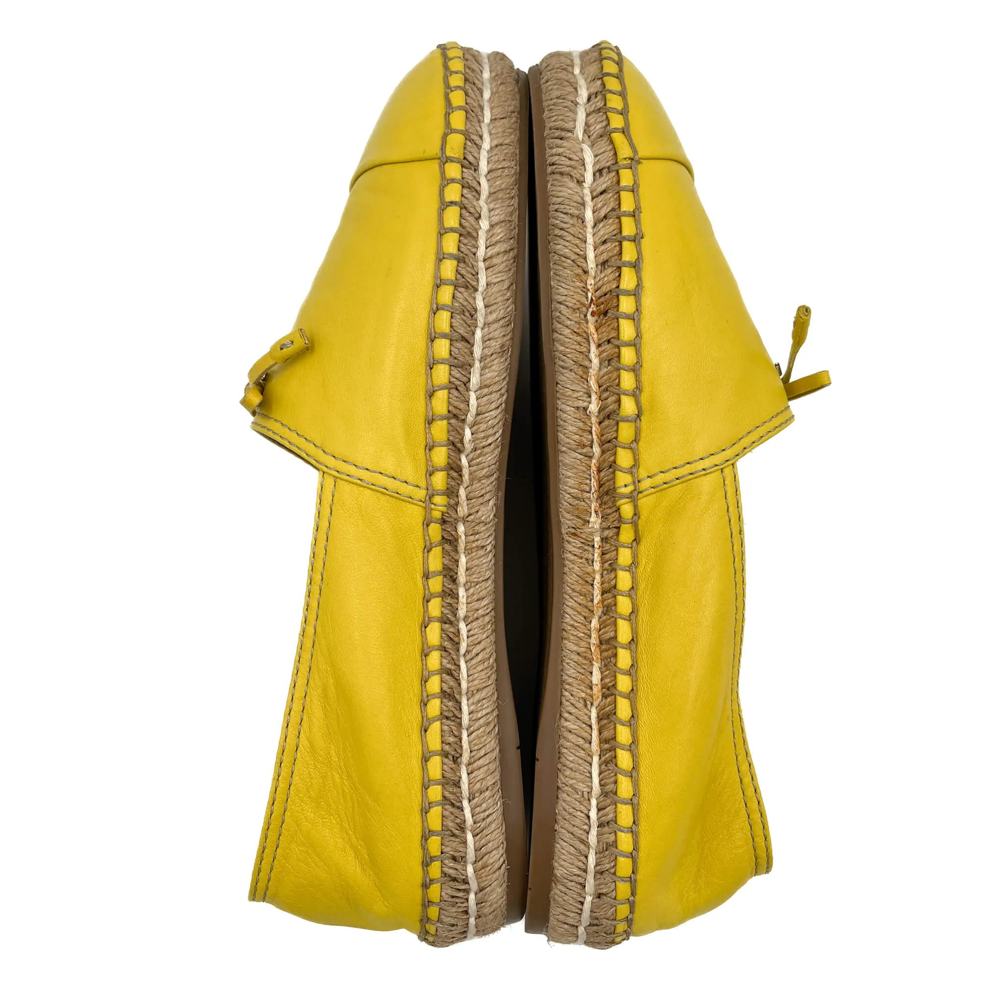 Flat Espadrille Leather 38.5 Yellow