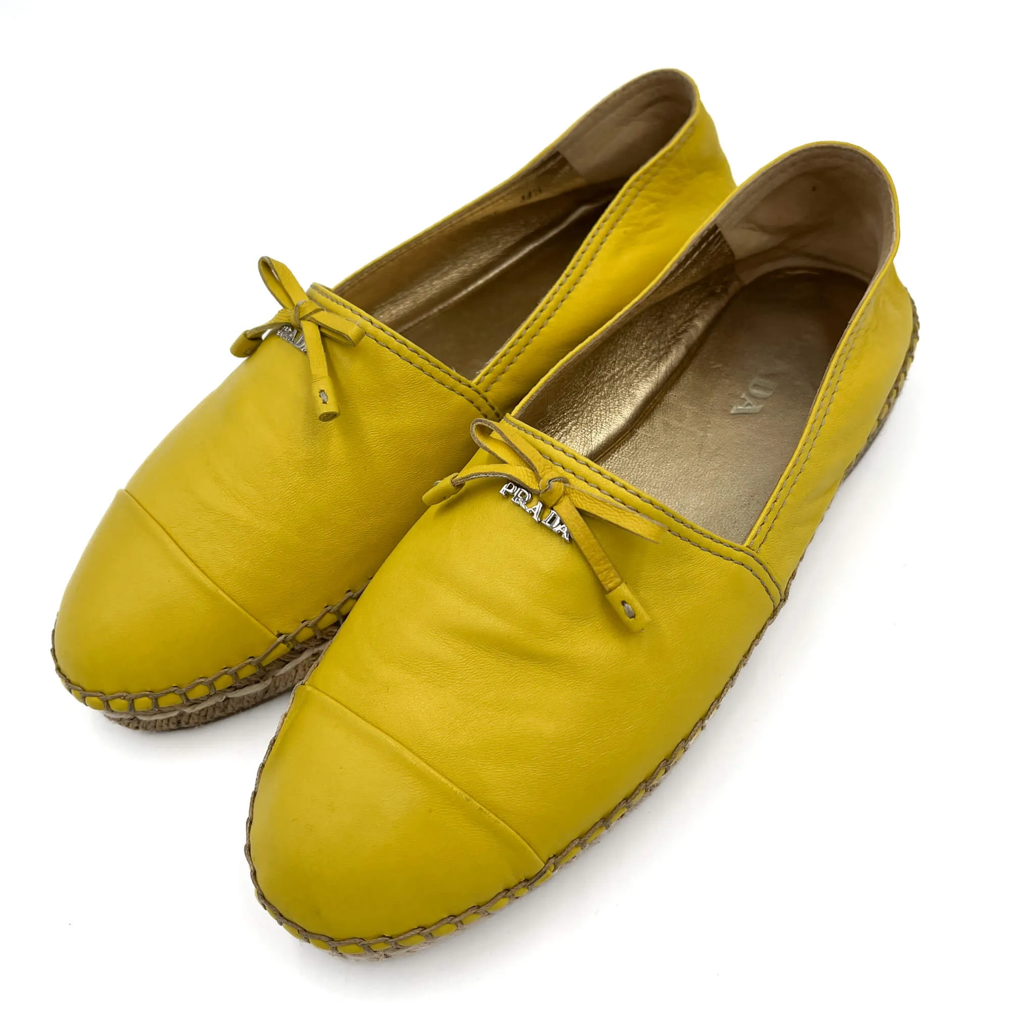 Flat Espadrille Leather 38.5 Yellow