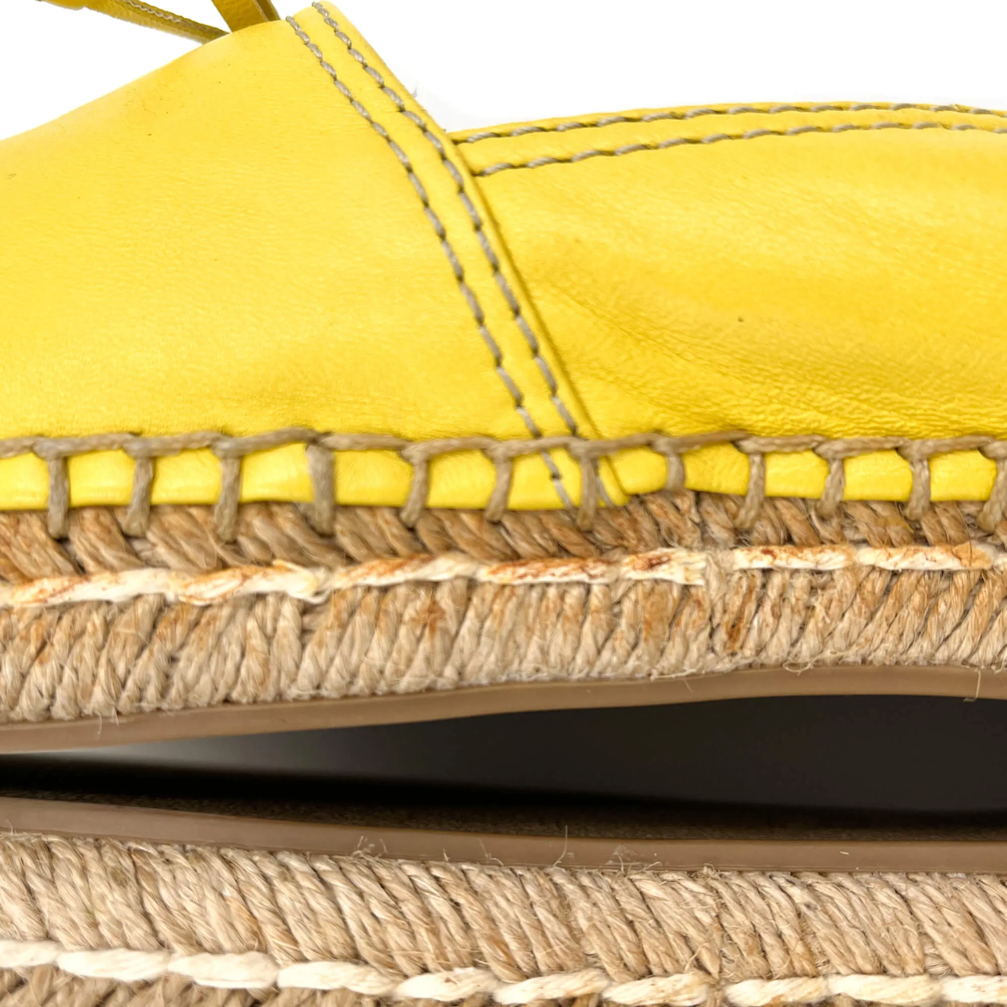 Flat Espadrille Leather 38.5 Yellow