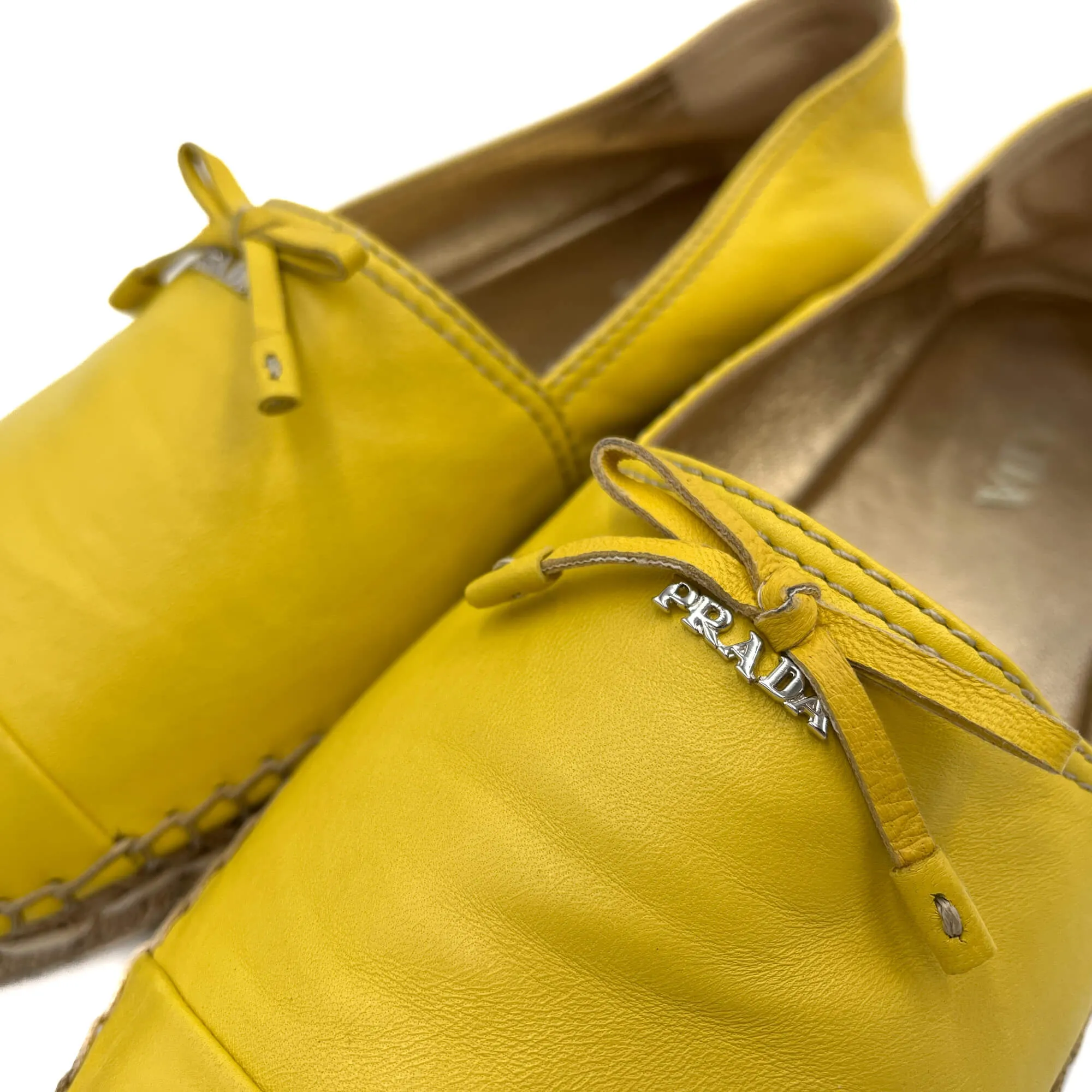 Flat Espadrille Leather 38.5 Yellow