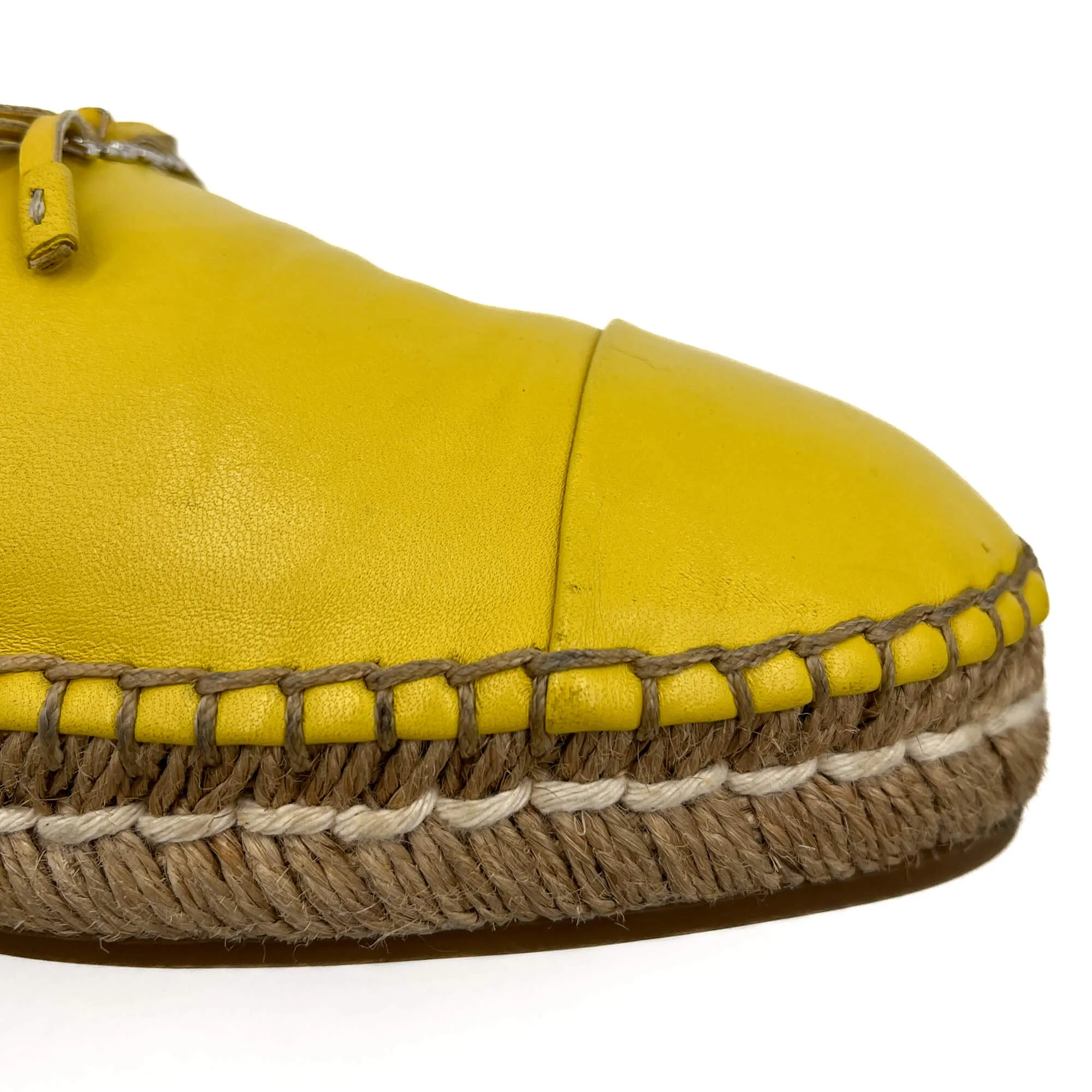 Flat Espadrille Leather 38.5 Yellow