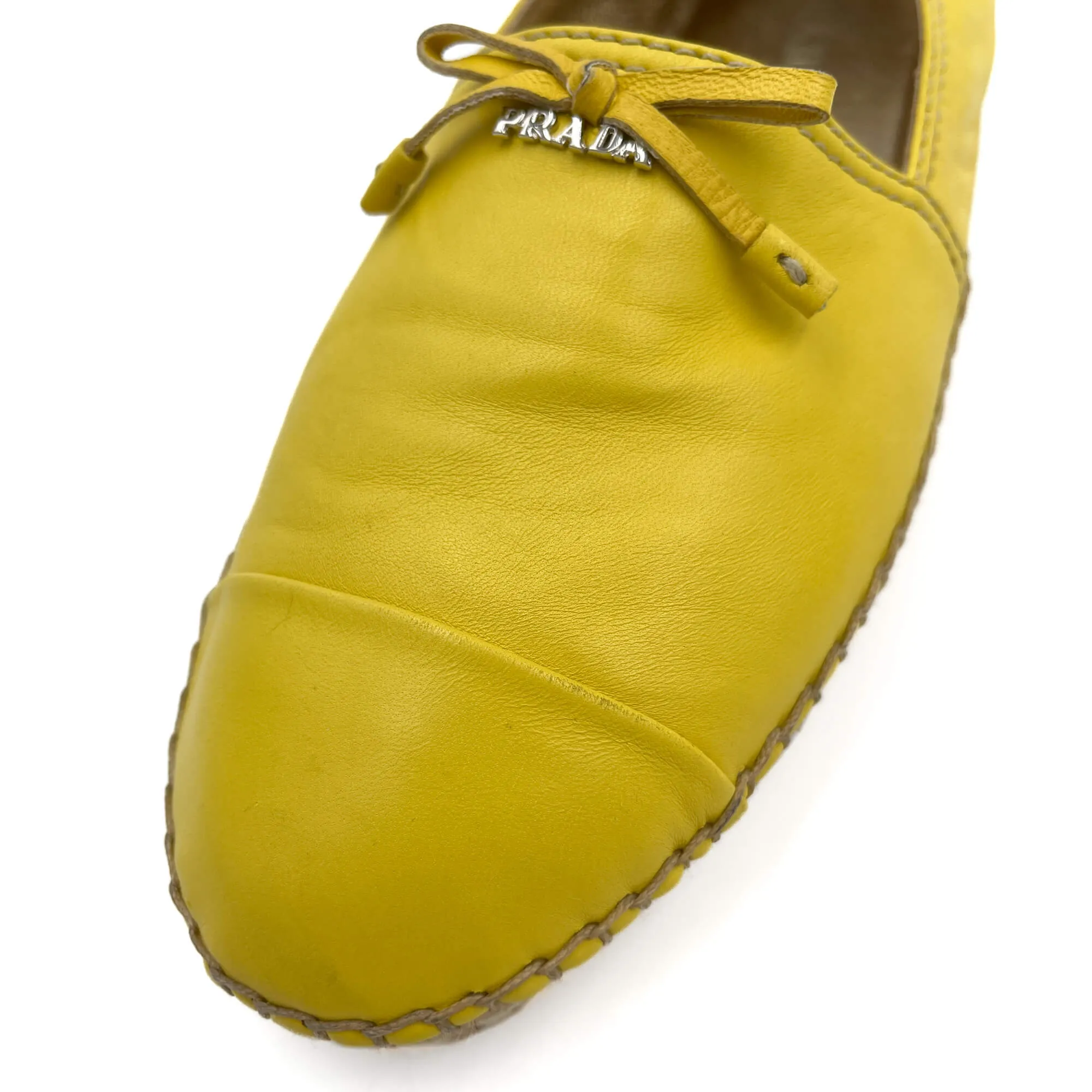 Flat Espadrille Leather 38.5 Yellow