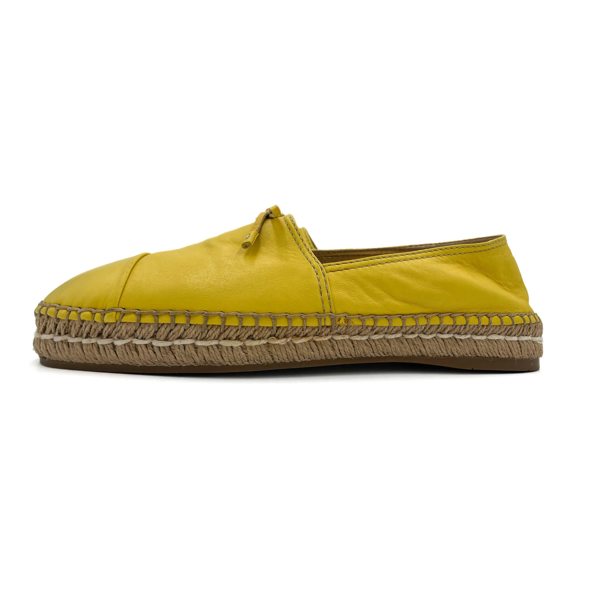 Flat Espadrille Leather 38.5 Yellow