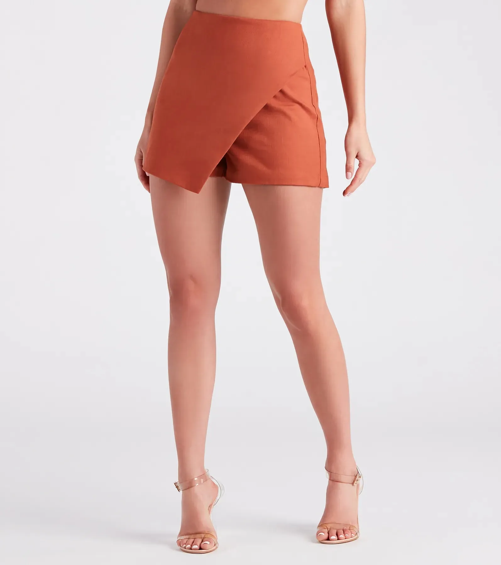 Flirtatious Style Wrap-Front Linen Skort