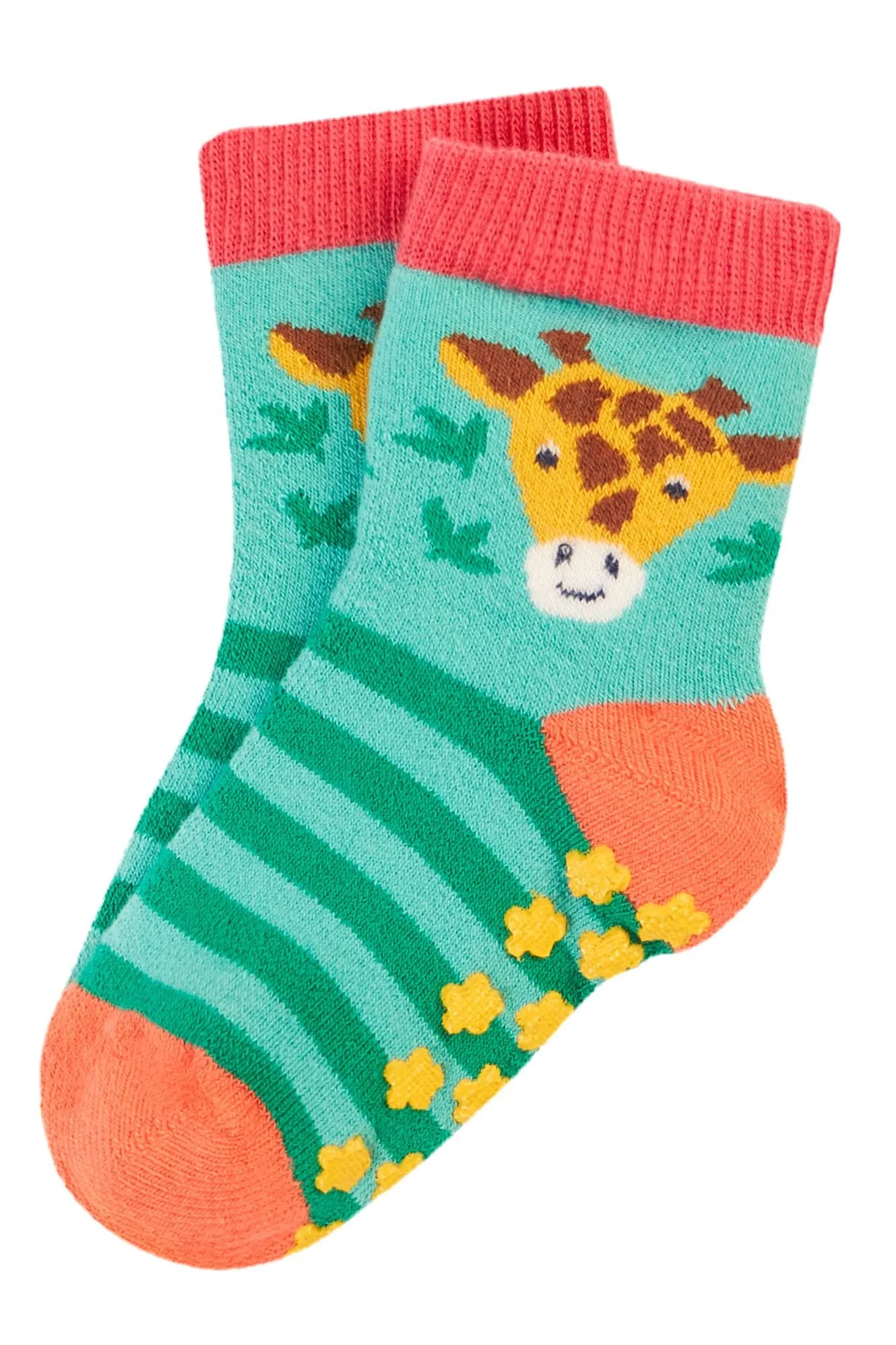 Frugi 2 Pack Grippy Socks 500114A4gfpk Giraffe