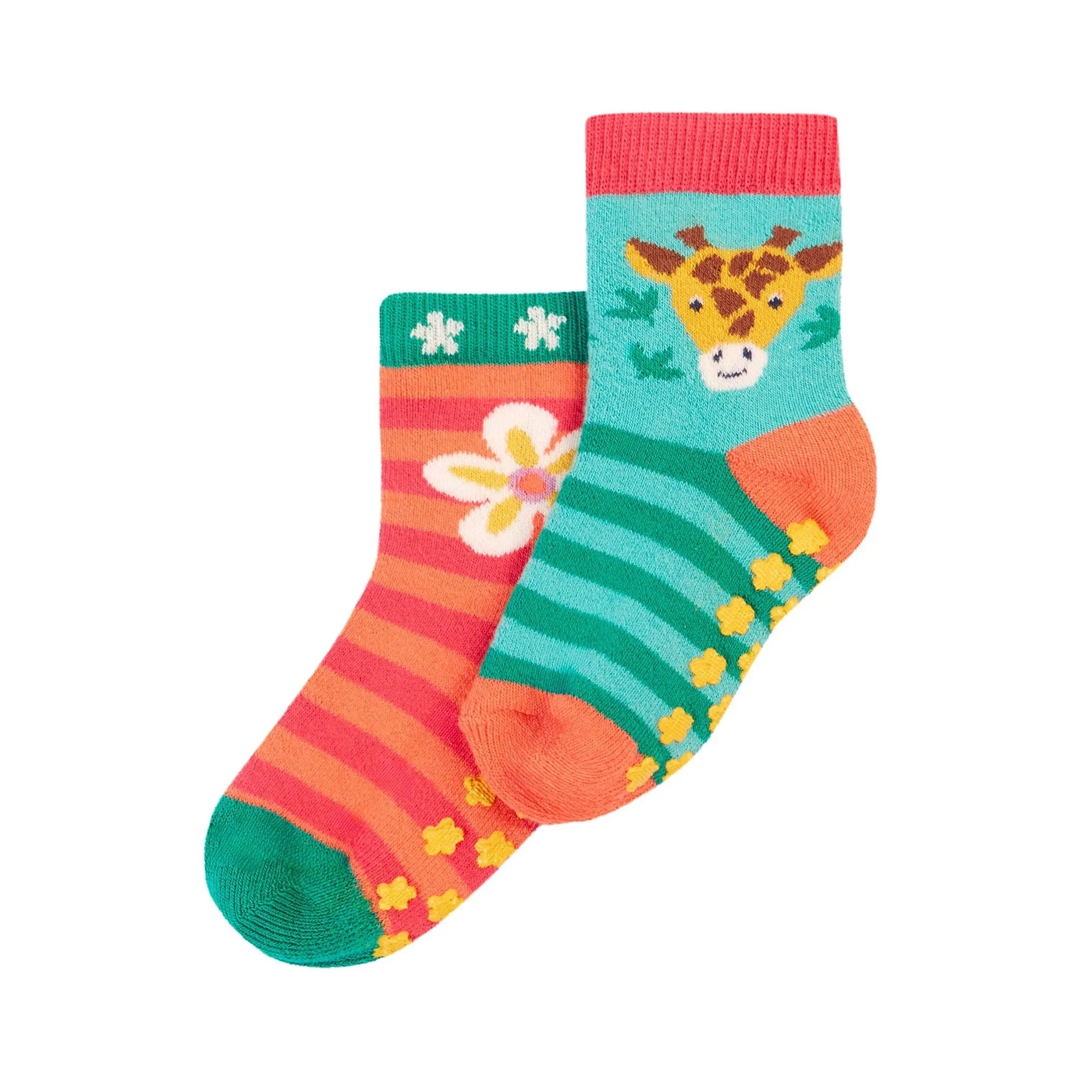 Frugi 2 Pack Grippy Socks 500114A4gfpk Giraffe
