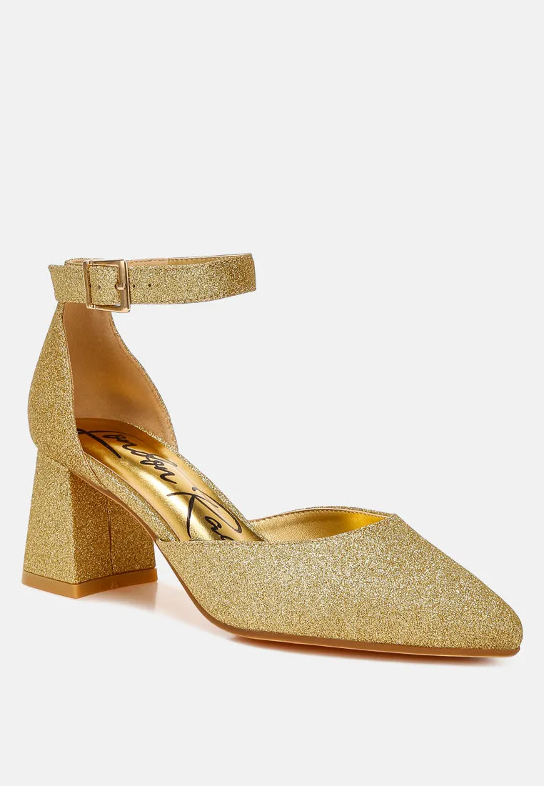 Glitter Block Heel Sandals By MODE