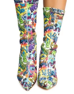 Graffiti Bootie Heels