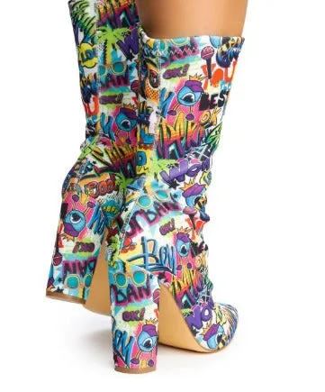 Graffiti Bootie Heels