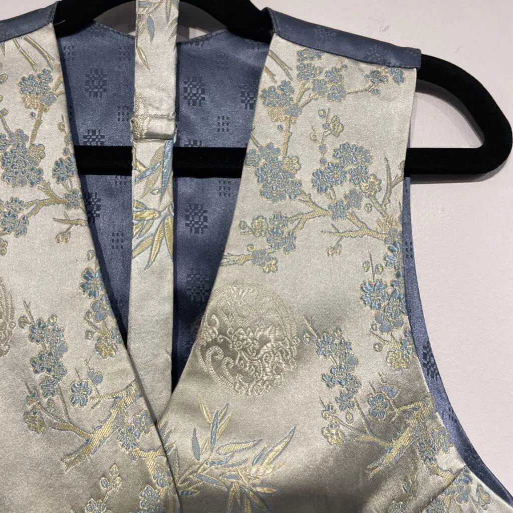 Green Floral Vest with Bowtie