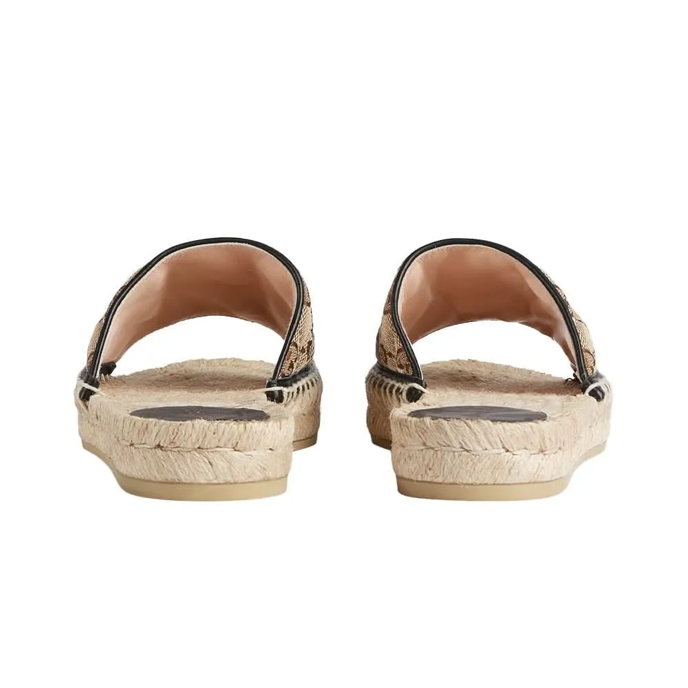Gucci Women's Brown GG Matelassé Canvas Espadrille Sandal