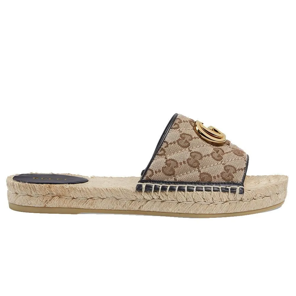 Gucci Women's Brown GG Matelassé Canvas Espadrille Sandal