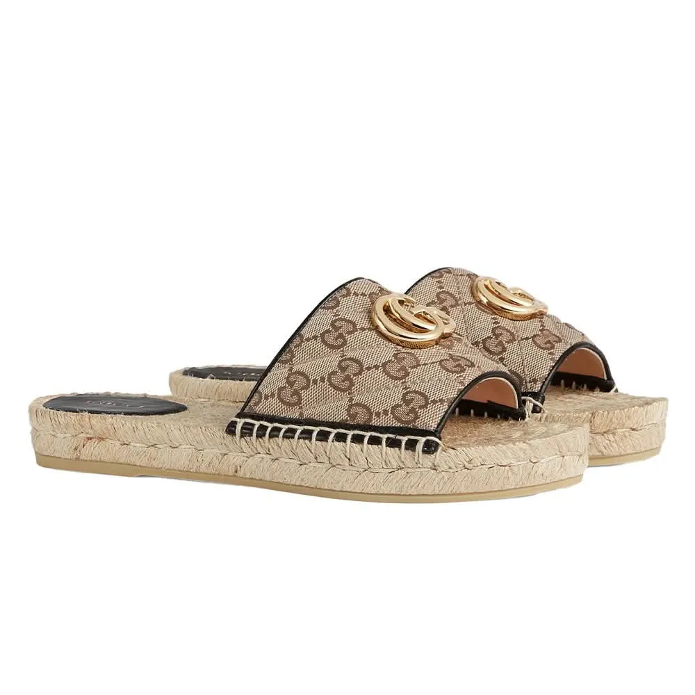 Gucci Women's Brown GG Matelassé Canvas Espadrille Sandal