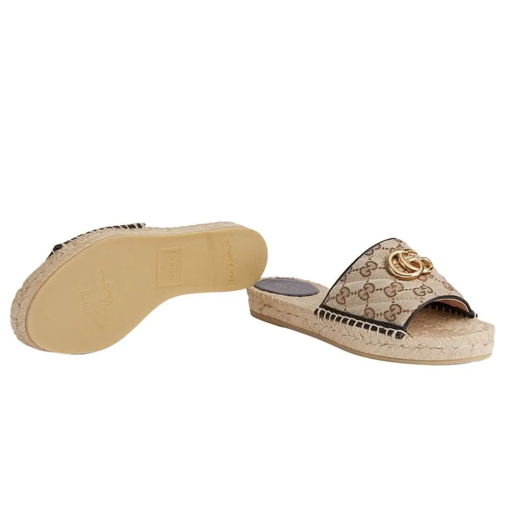 Gucci Women's Brown GG Matelassé Canvas Espadrille Sandal
