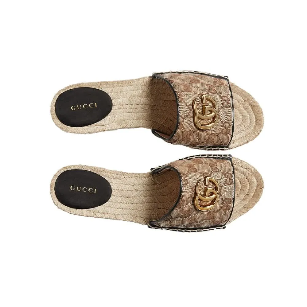 Gucci Women's Brown GG Matelassé Canvas Espadrille Sandal