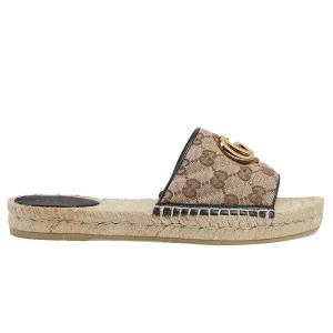 Gucci Women's Brown GG Matelassé Canvas Espadrille Sandal