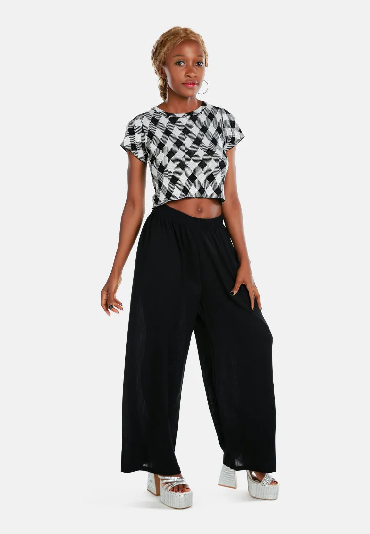 High Waisted Solid Wide Trouser Pants