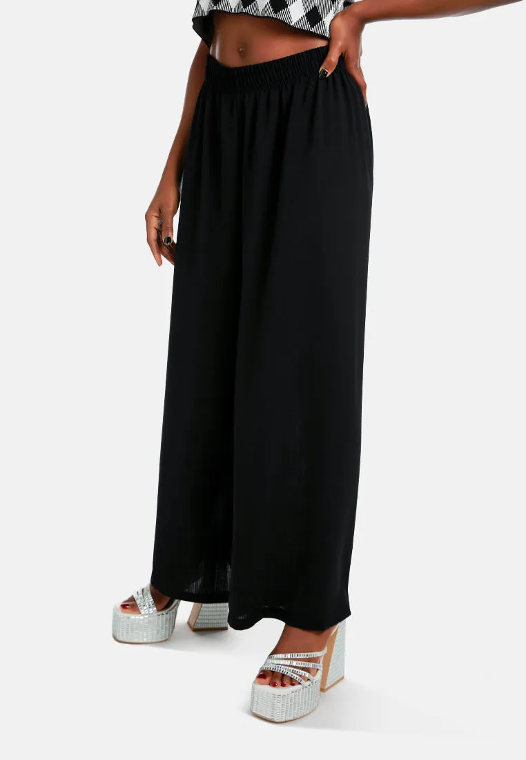 High Waisted Solid Wide Trouser Pants