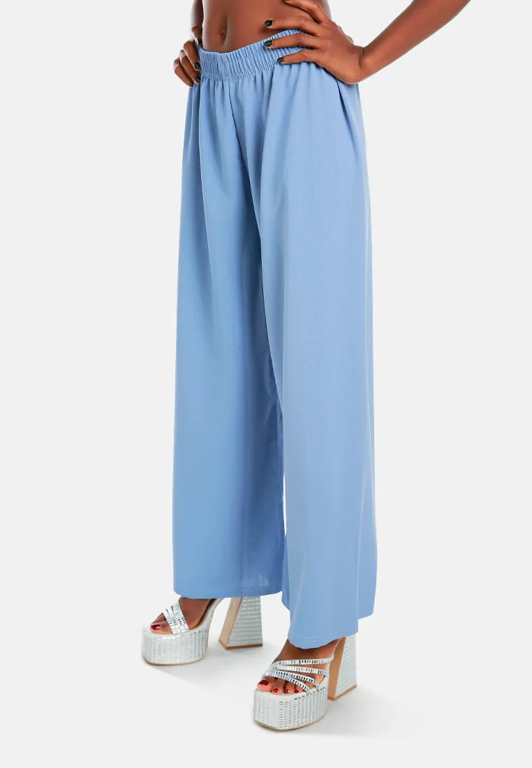 High Waisted Solid Wide Trouser Pants